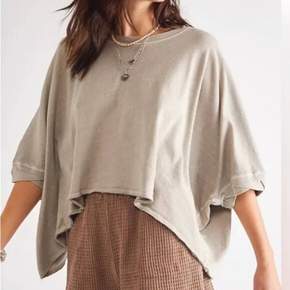 We The Free Oversized Boxy Top in Light Taupe